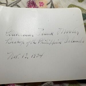 Gouverneur Mosher Episcopal Bishop of Philippines — 2 Autographs Signed on Page